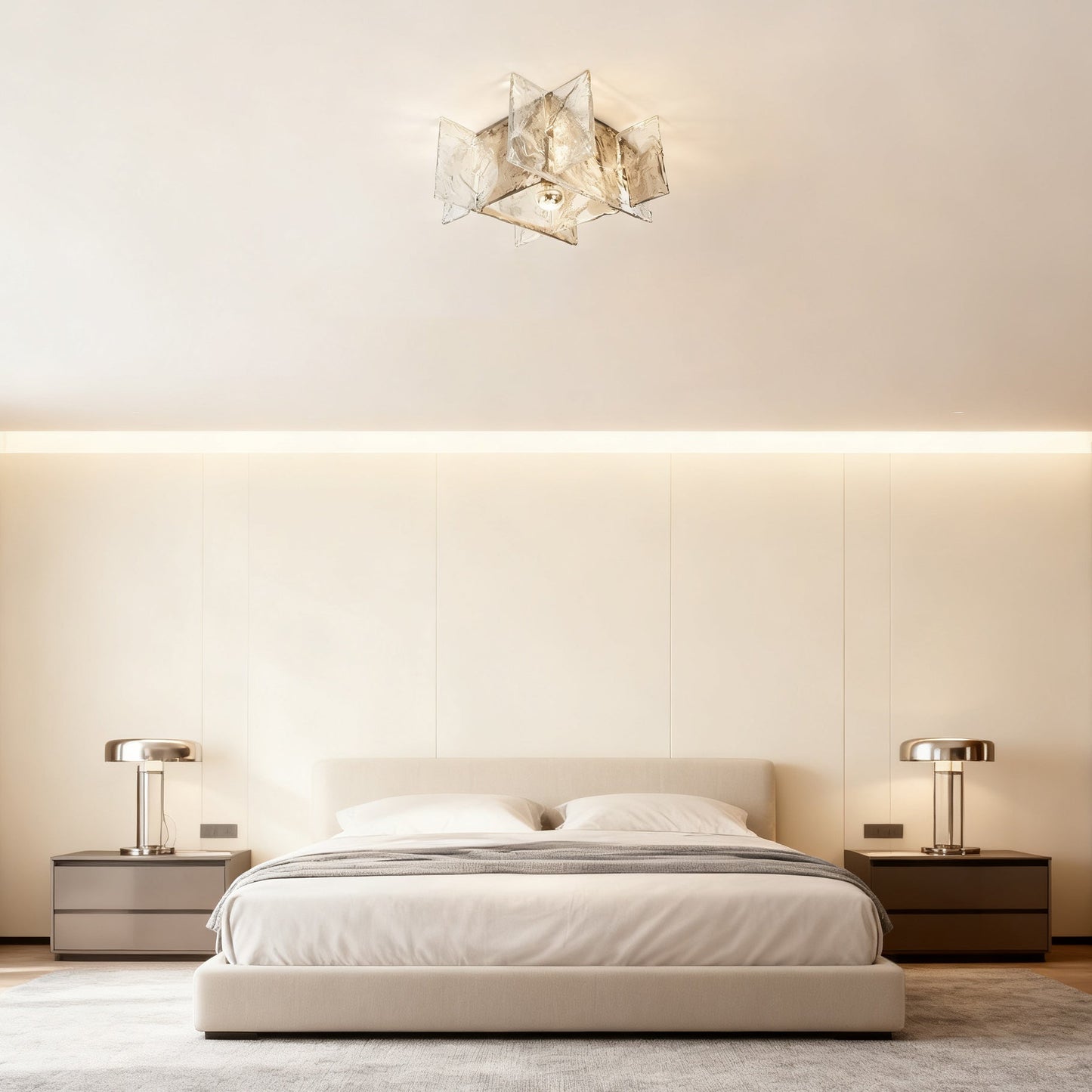 Moderne Plafondlamp met IJseffect Glas – Dimbaar E26/E27 – Ø30cm