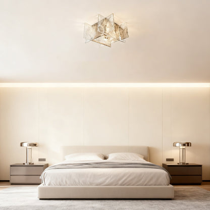Moderne Plafondlamp met IJseffect Glas – Dimbaar E26/E27 – Ø30cm