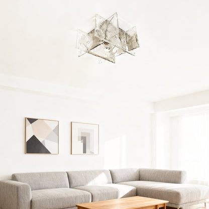 Moderne Plafondlamp met IJseffect Glas – Dimbaar E26/E27 – Ø30cm