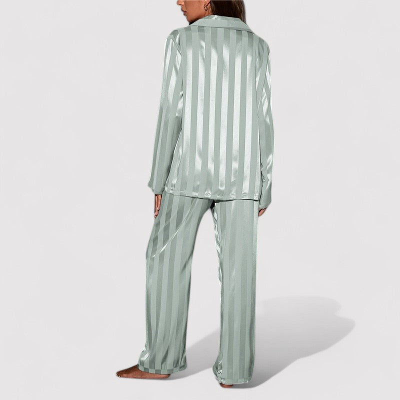 Dames Pyjama Gestreept Zijde Comfortabel Nachthemd