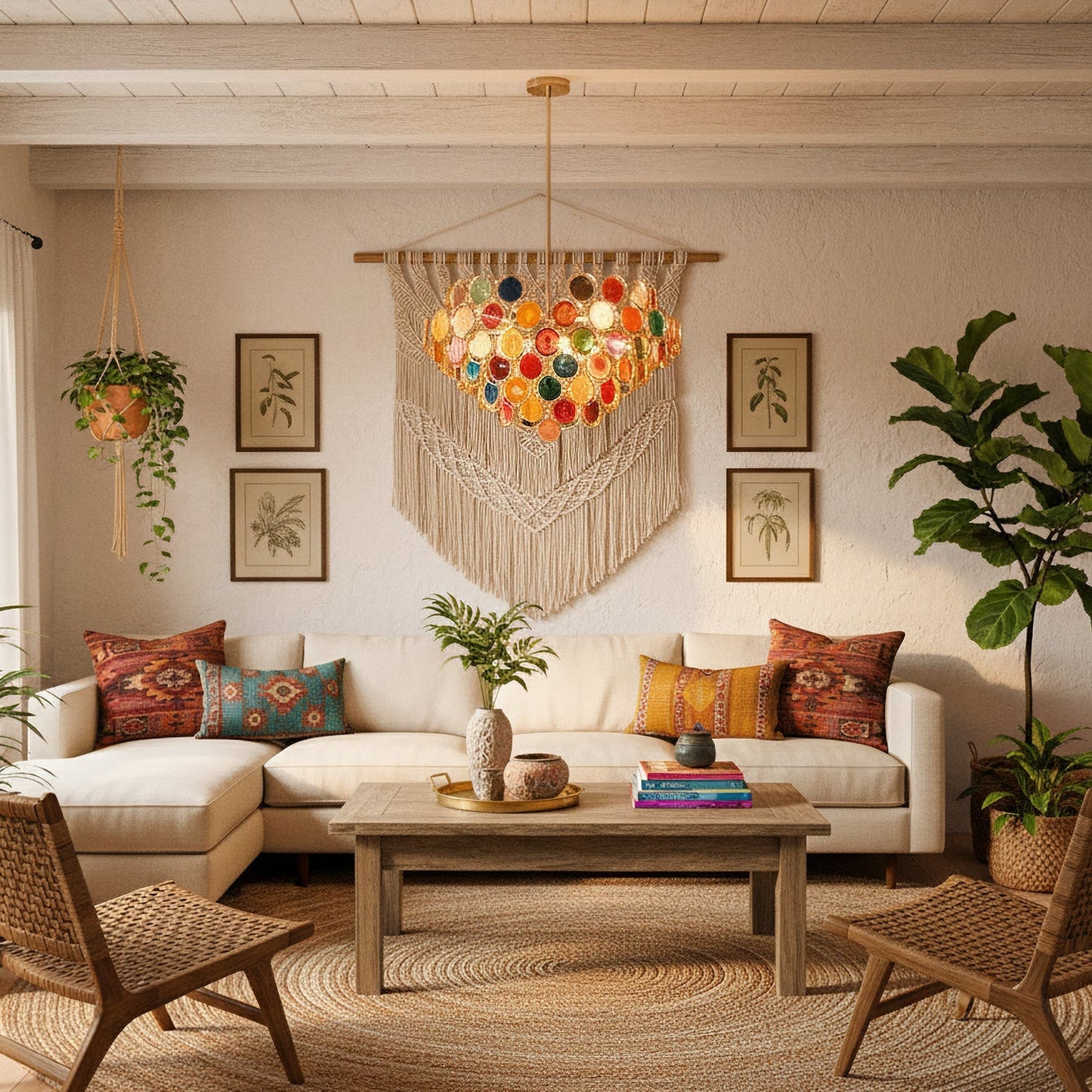 Agaat Kroonluchter – Natuursteen Hanglamp met Goudkleurige Montage – Echt Braziliaans Agaat Verlicht