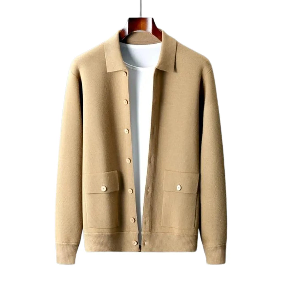 Cashmere jas met opstaande kraag en klepzakken