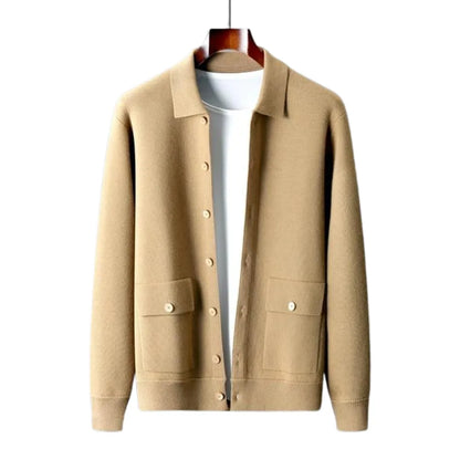 Cashmere jas met opstaande kraag en klepzakken