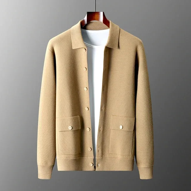 Cashmere jas met opstaande kraag en klepzakken