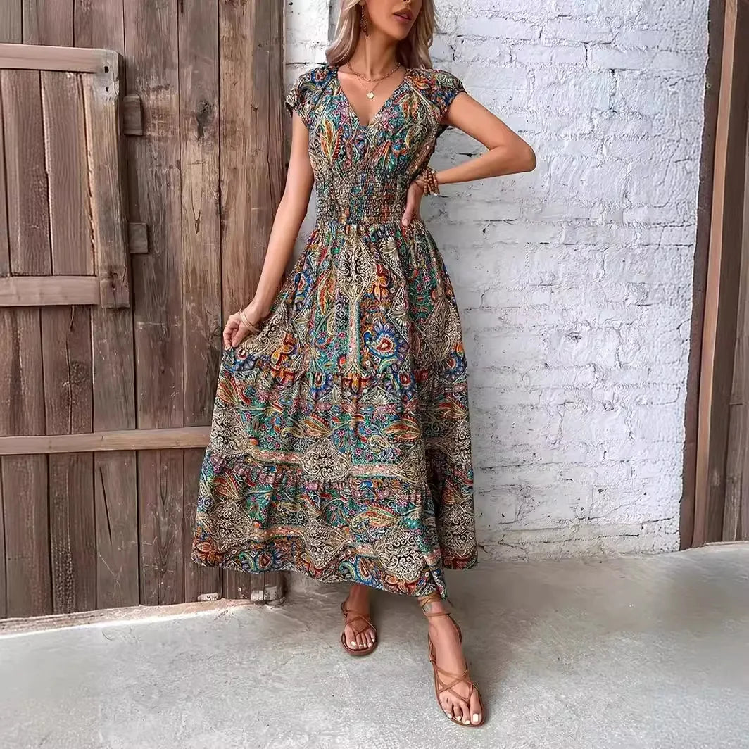 Zomerjurk Boho Gedrukt Lang Kleed voor Vrouw