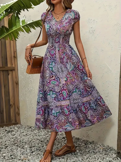 Zomerjurk Boho Gedrukt Lang Kleed voor Vrouw