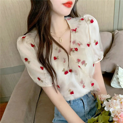 Vrouwelijke Blouses met Vogelprint Zomercollectie