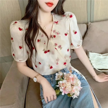 Vrouwelijke Blouses met Vogelprint Zomercollectie