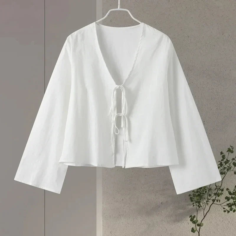 Linnen Blouse Luchtige Zomer Jurk Strik