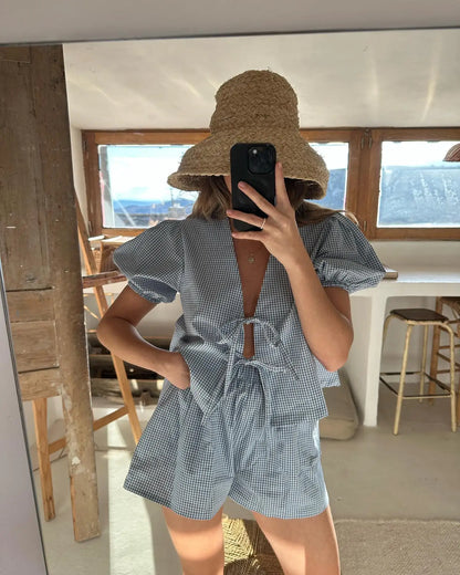 Zomerse Ruitjes Jurk Vrouw Moda