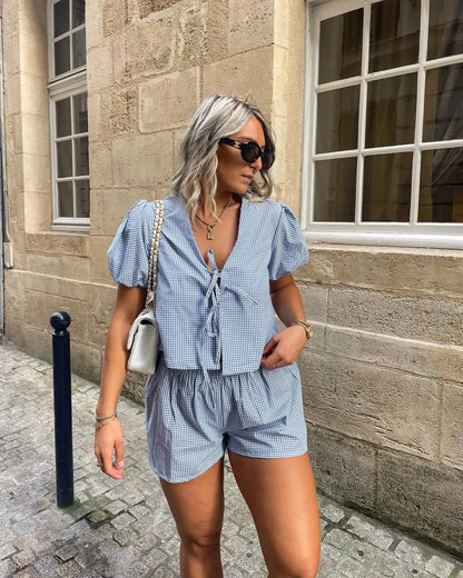 Zomerse Ruitjes Jurk Vrouw Moda