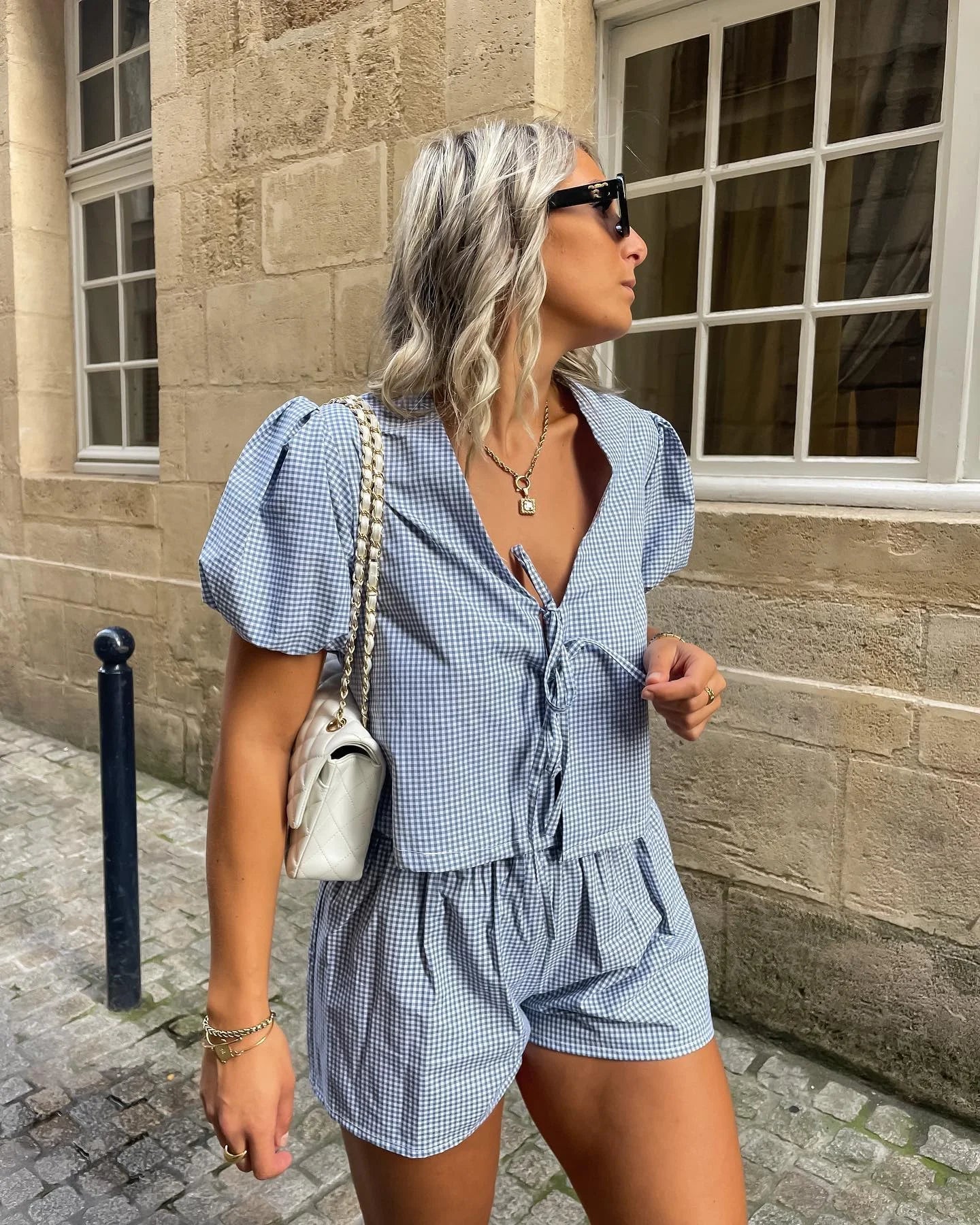 Zomerse Ruitjes Jurk Vrouw Moda