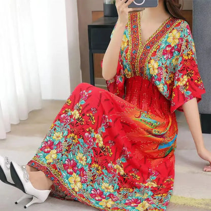 Zomerjurk Vrouwelijk Boheemse Stijl Bloemenprint