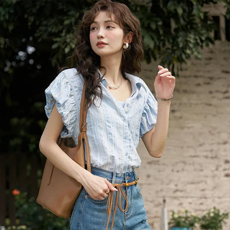 Dames Blouse Korte Mouwen Zomerse Stijl Luxe