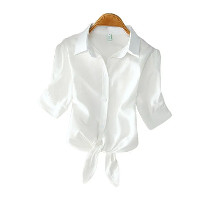 Vrouwelijke Blouse Wit Elegante Zomerjurk Stijl - StudioMarella