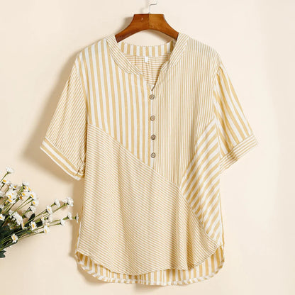 Vrouwen T-Shirt Zomer Gestreept V-Hals