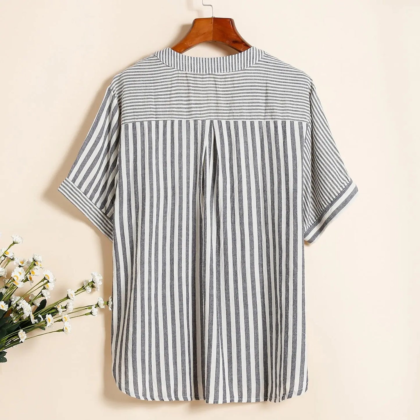 Vrouwen T-Shirt Zomer Gestreept V-Hals