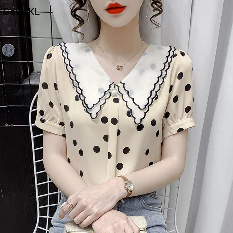 Zomerse Chiffon Bloesjes Vrouwelijk en Luchtig