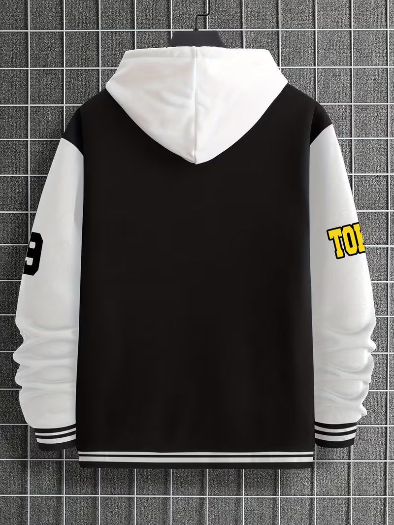 Casual jas met color-block ontwerp en baseball kraag