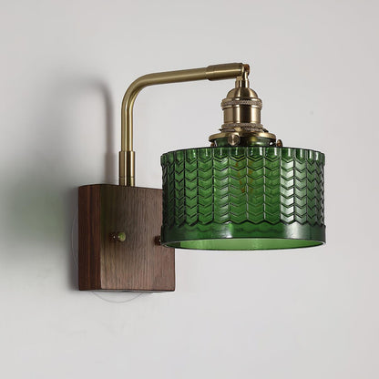 Wandlamp Glas Hout Koper E27 Woonkamer Slaapkamer Retro Warm Licht 24cm