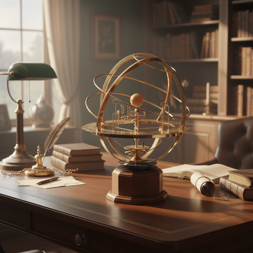 Mechanisch Planetarium Zonnestelsel Messing Bureau Model Handmatige Rotatie Educatief Decoratief Astronomie