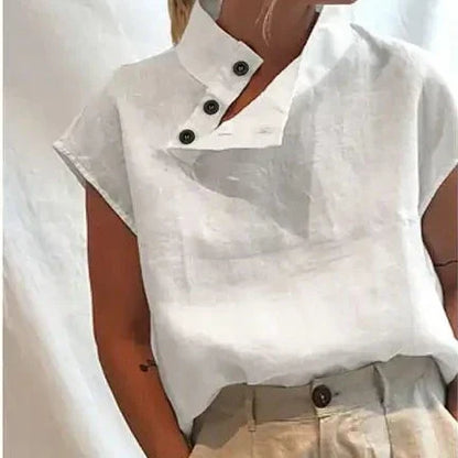Linnen Blouse Zomerse Katoenen Vrouwelijke Stijl
