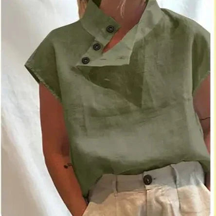 Linnen Blouse Zomerse Katoenen Vrouwelijke Stijl - StudioMarella