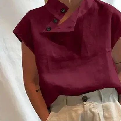 Linnen Blouse Zomerse Katoenen Vrouwelijke Stijl