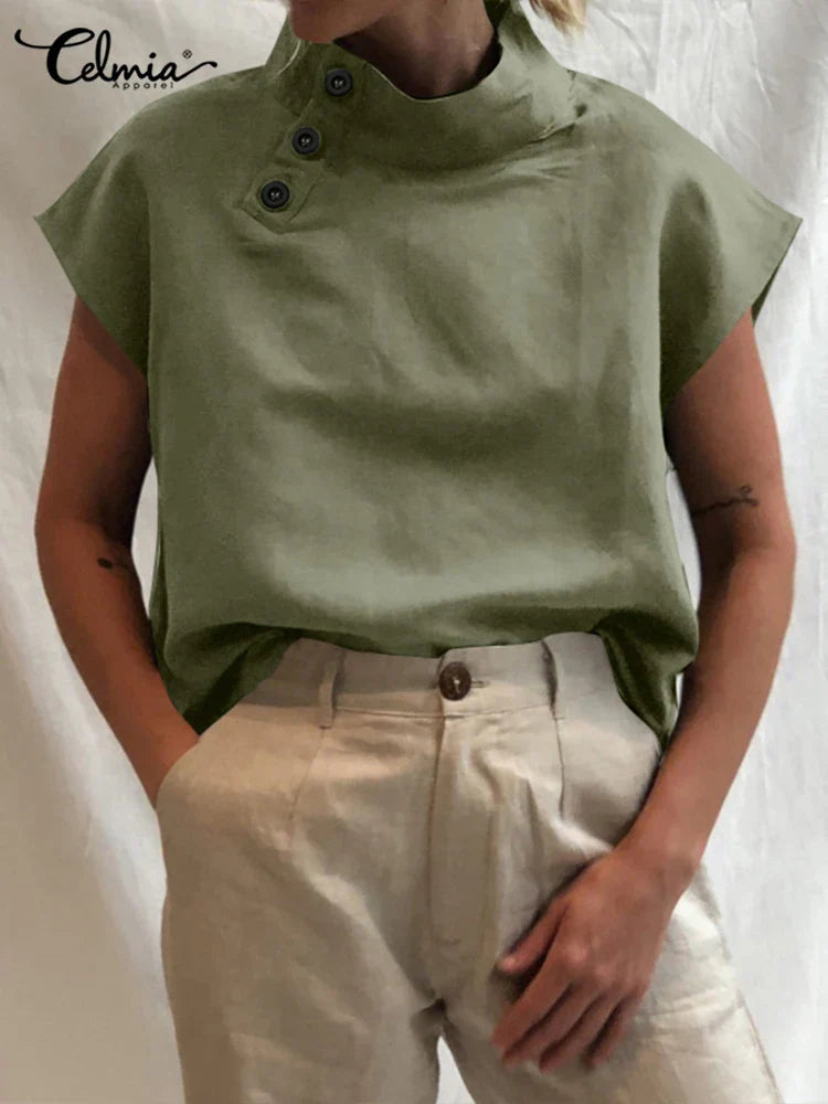Linnen Blouse Zomerse Katoenen Vrouwelijke Stijl