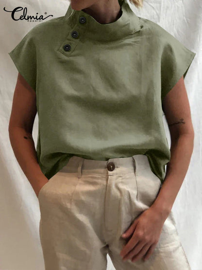 Linnen Blouse Zomerse Katoenen Vrouwelijke Stijl