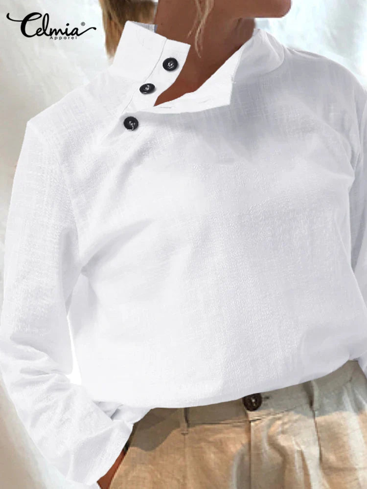 Linnen Blouse Zomerse Katoenen Vrouwelijke Stijl
