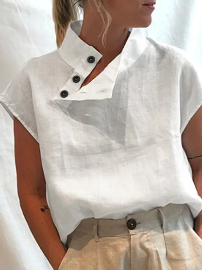 Linnen Blouse Zomerse Katoenen Vrouwelijke Stijl