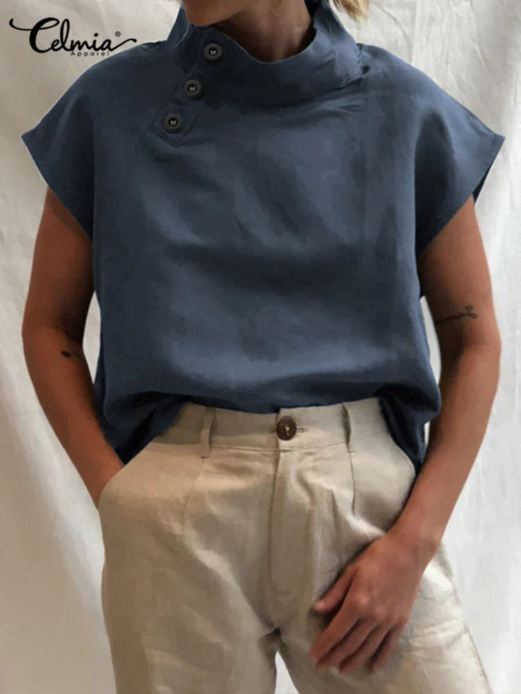 Linnen Blouse Zomerse Katoenen Vrouwelijke Stijl