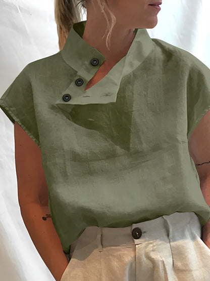 Damesblouse van Katoen en Linnen Elegante Stijl