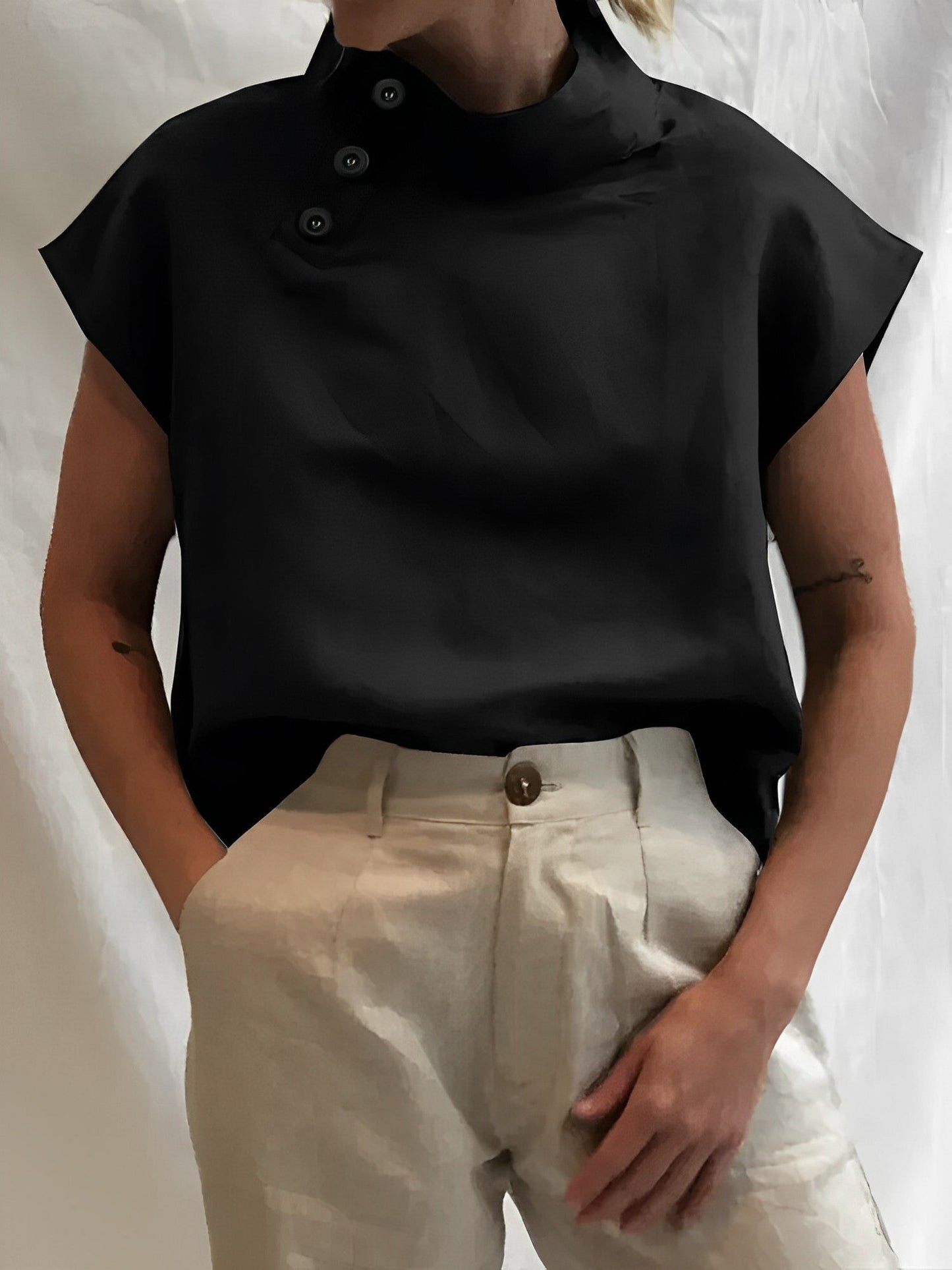 Damesblouse van Katoen en Linnen Elegante Stijl