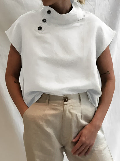 Damesblouse van Katoen en Linnen Elegante Stijl