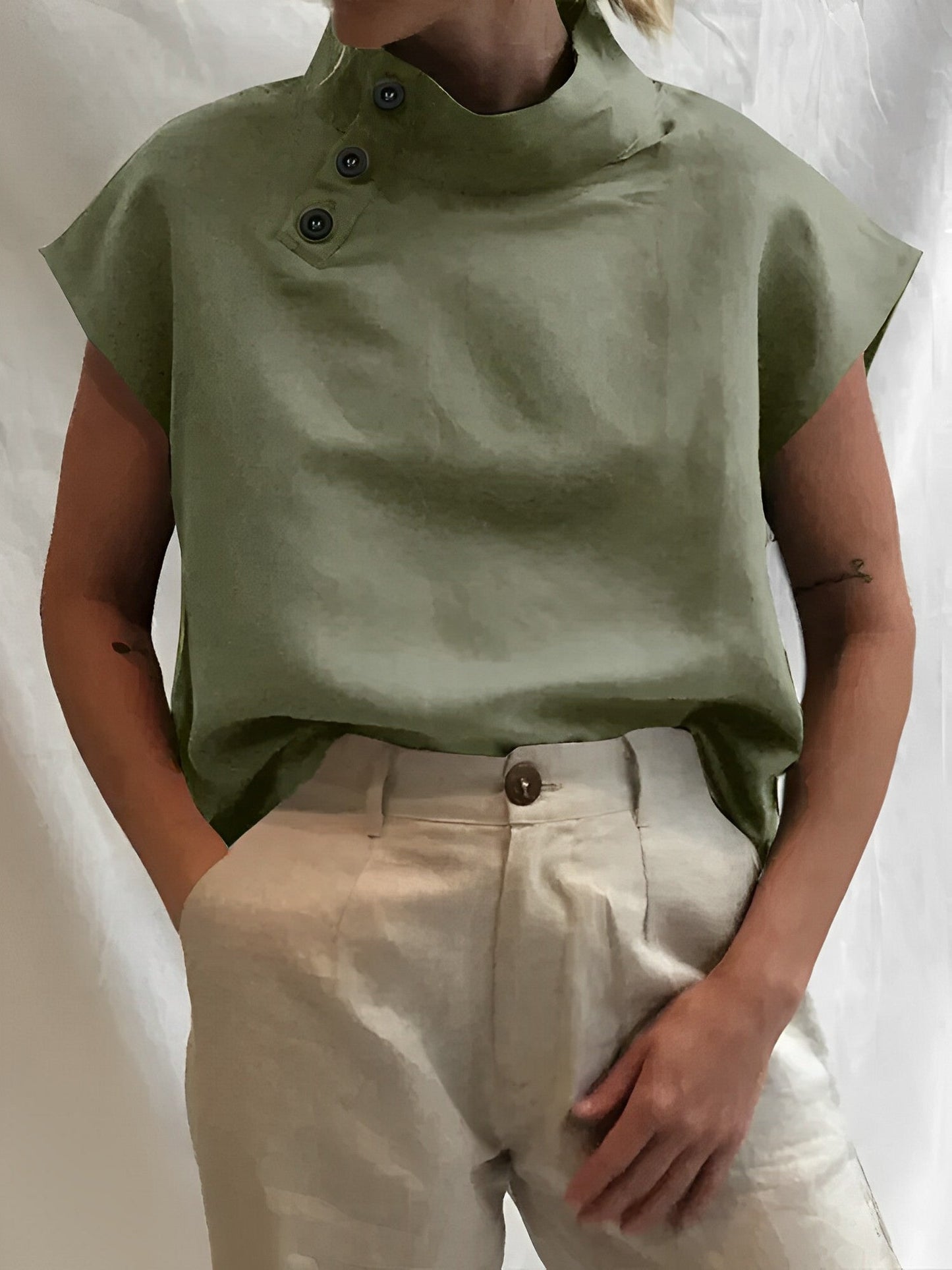 Damesblouse van Katoen en Linnen Elegante Stijl