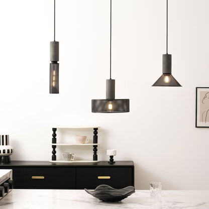 Beton Hanglamp Industrieel Cilinder Metaal Zwart Grijs E27