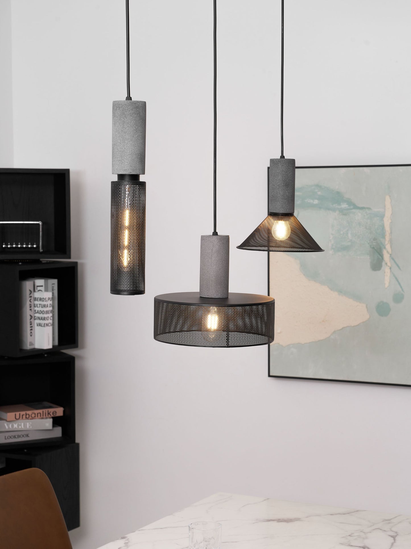 Beton Hanglamp Industrieel Cilinder Metaal Zwart Grijs E27