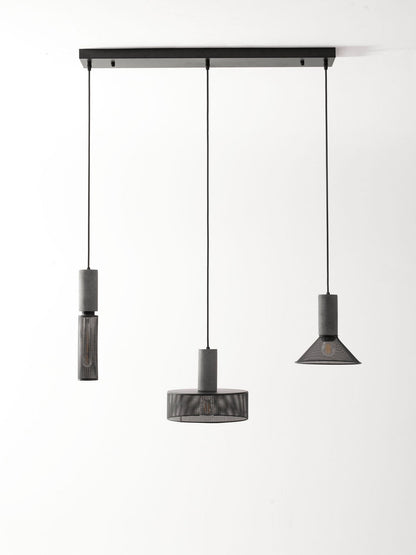 Industriële Hanglamp met Cement & Zwart Mesh — 6 Vormen
