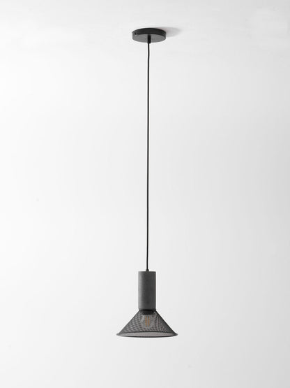 Industriële Hanglamp met Cement & Zwart Mesh — 6 Vormen