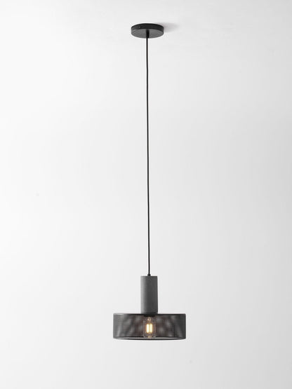 Industriële Hanglamp met Cement & Zwart Mesh — 6 Vormen