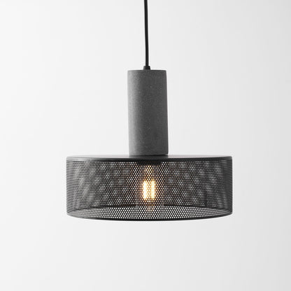 Industriële Hanglamp met Cement & Zwart Mesh — 6 Vormen