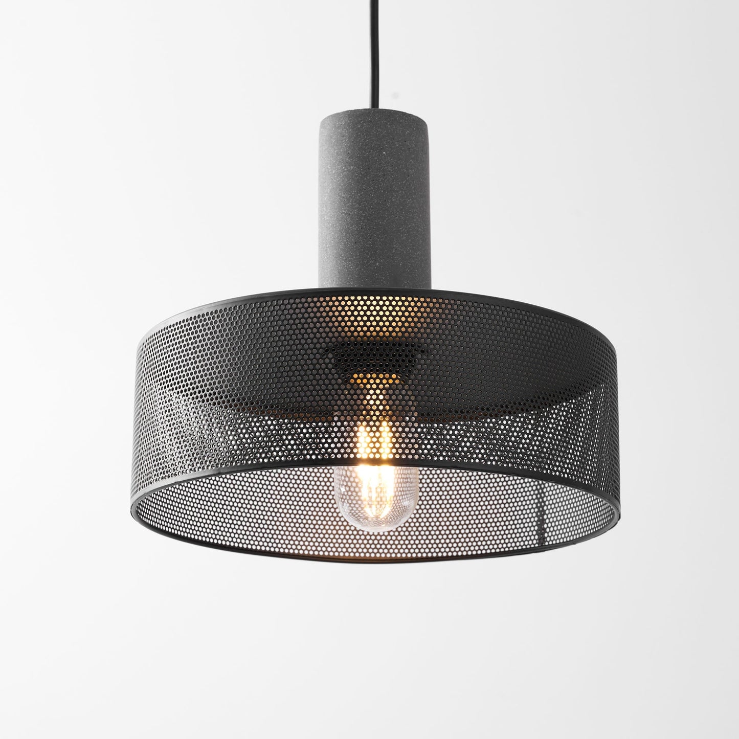 Beton Hanglamp Industrieel Cilinder Metaal Zwart Grijs E27