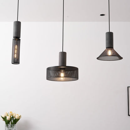 Beton Hanglamp Industrieel Cilinder Metaal Zwart Grijs E27