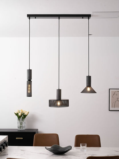 Industriële Hanglamp met Cement & Zwart Mesh — 6 Vormen