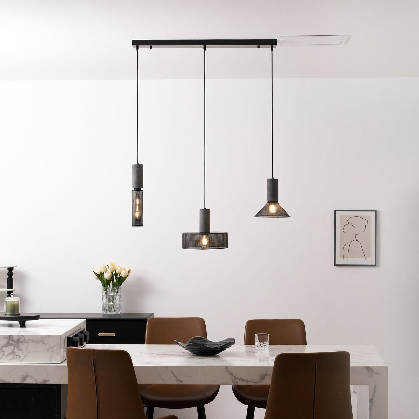 Beton Hanglamp Industrieel Cilinder Metaal Zwart Grijs E27