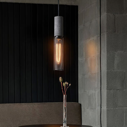 Industriële Hanglamp met Cement & Zwart Mesh — 6 Vormen