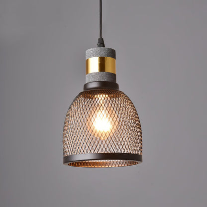 Industriële Hanglamp met Cement & Zwart Mesh — 6 Vormen