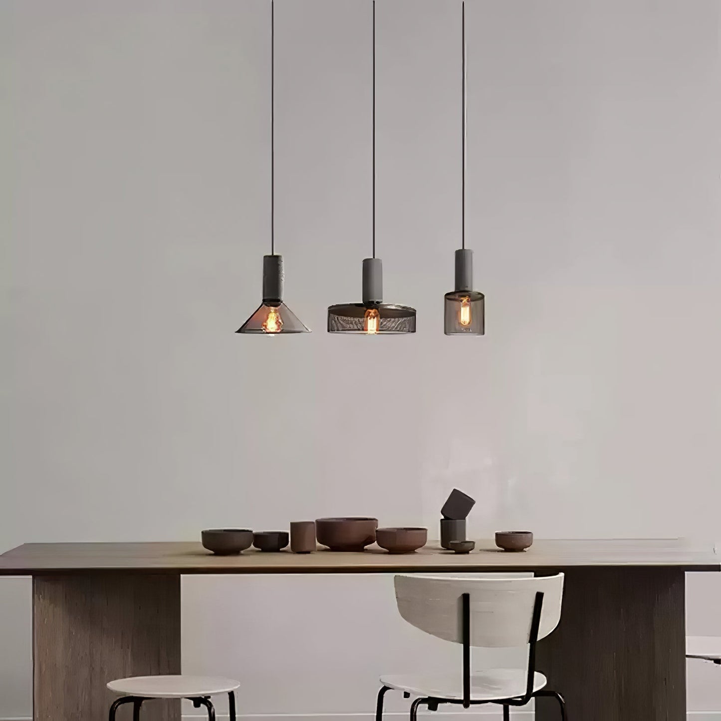 Industriële Hanglamp met Cement & Zwart Mesh — 6 Vormen